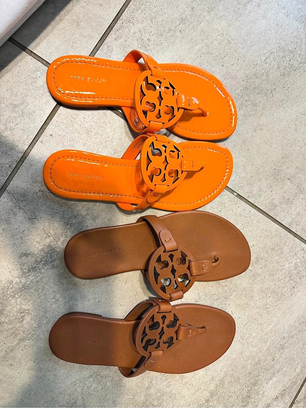 Tory Burch Miller Leather Sandal Orange & Brown